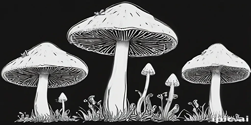 mushroom clip art black and white