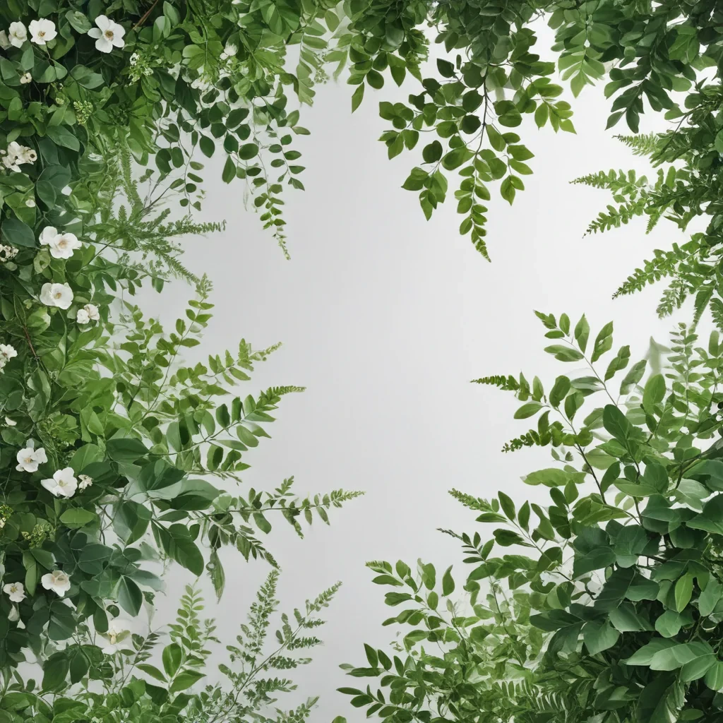 white and greenery background