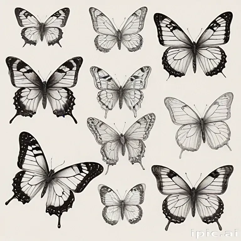 butterflies sketches