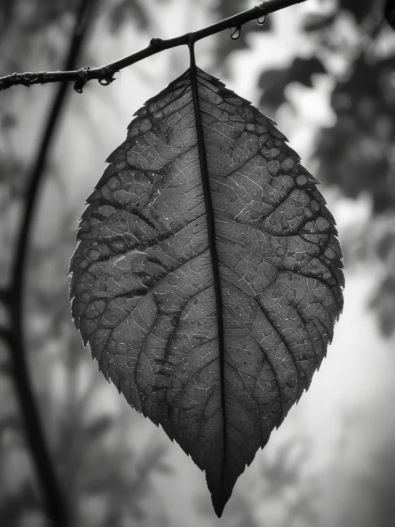 leaves black and white