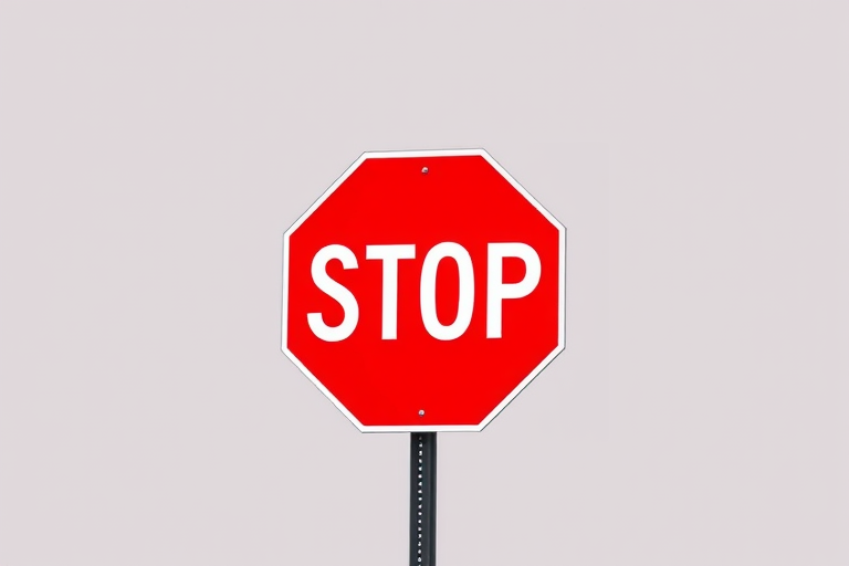 Create an image of a bright red stop sign, octagonal shape with white letters, against a plain background, captured with a DSLR camera using a 50mm lens, aperture set to f/2.8, ISO 100, and in high-resolution mode.