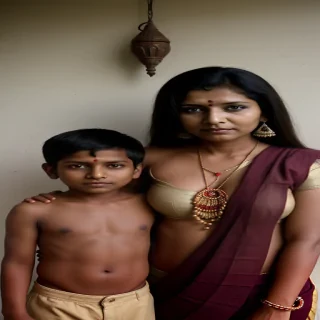 mom and son indian