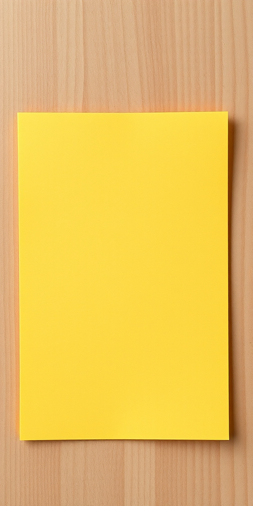 Create a high-resolution image of a blank yellow notepad with a realistic texture, captured using a DSLR camera at f/2.8 aperture, ISO 100, 50mm lens, top-down view, natural lighting for enhanced clarity and detail.