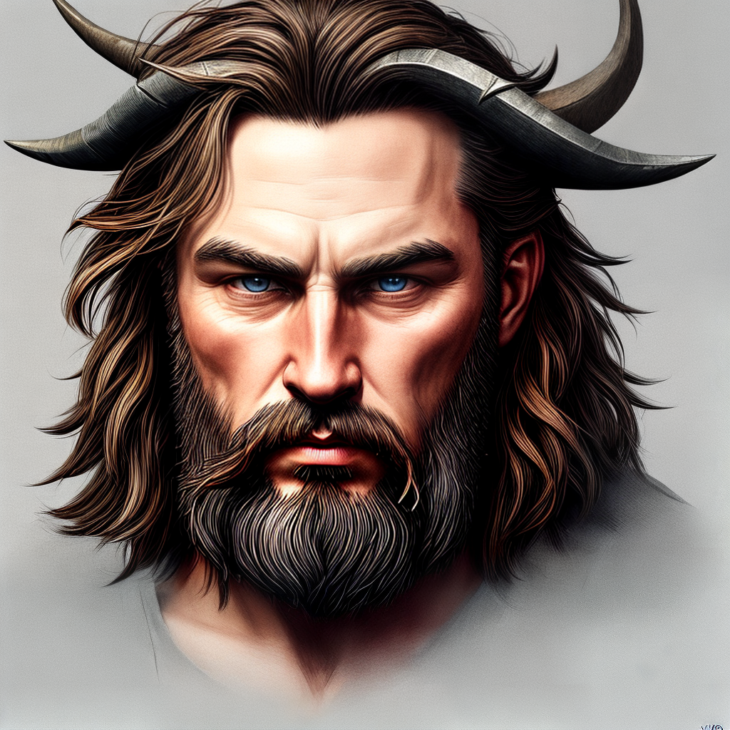 Viking god Vidar, realistic, profile photo, facing camera, headshot