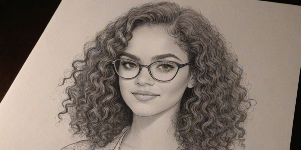 Radiant Madison Pettis, pencil sketch, portrait of Enticing woman 1927s in glasses, hair style beatnik, outline, clear lines, fine lines, 8k
