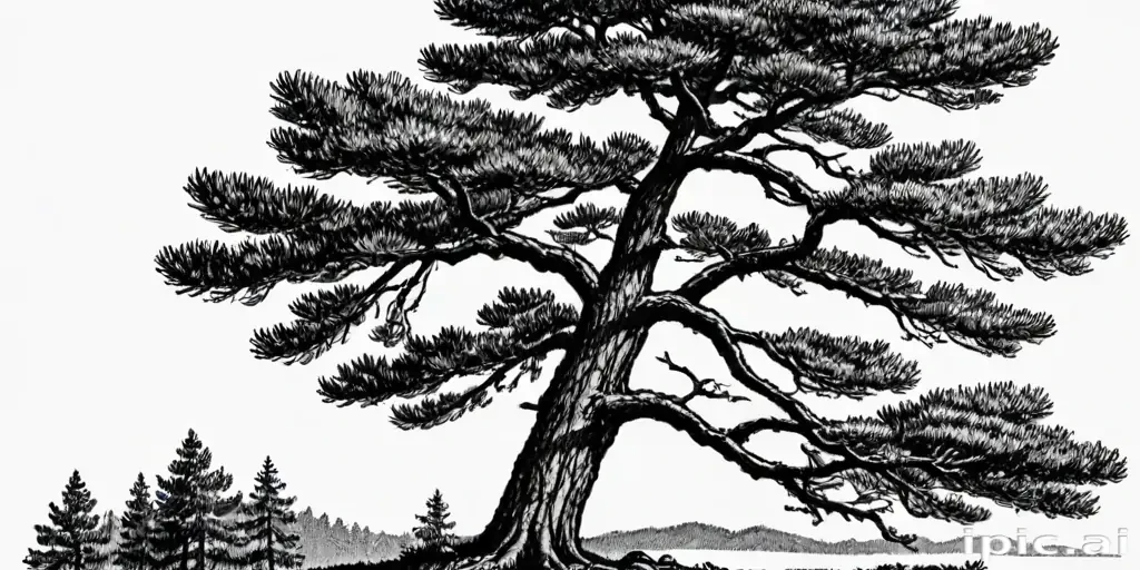 pine tree clipart black and white