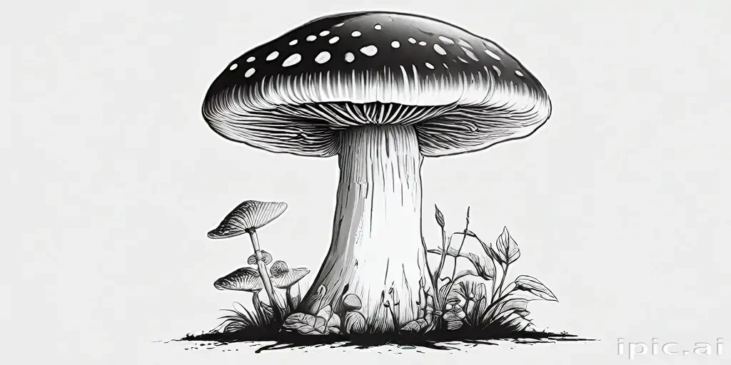 mushroom clip art black and white