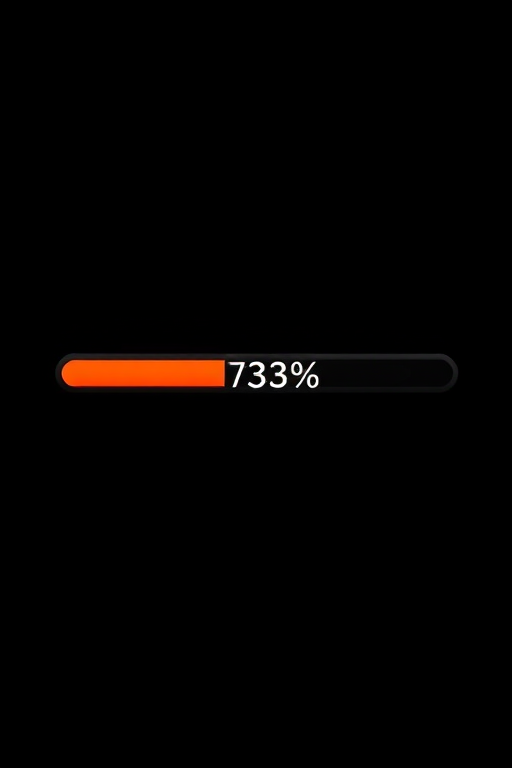 Create an image of a sleek progress bar at 33% filled, centered on a black background, using a Canon EOS R5 camera, 50mm lens, f/1.8 aperture, ISO 100, with a focus on high contrast and sharp details in a minimalist style.