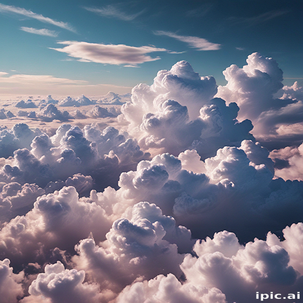 Majestic Cotton Candy Clouds Floating Above a Serene Mountain Landscape