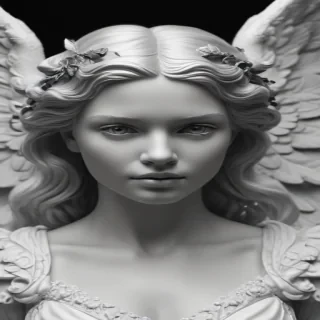 black and white angel