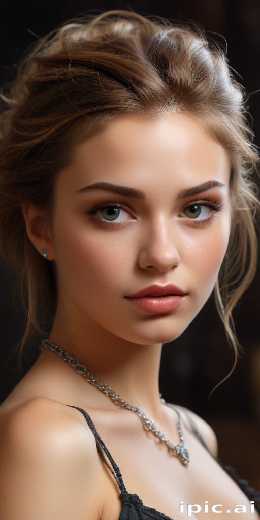 Captivating Portrait of a Young Woman with Natural Beauty and Elegance