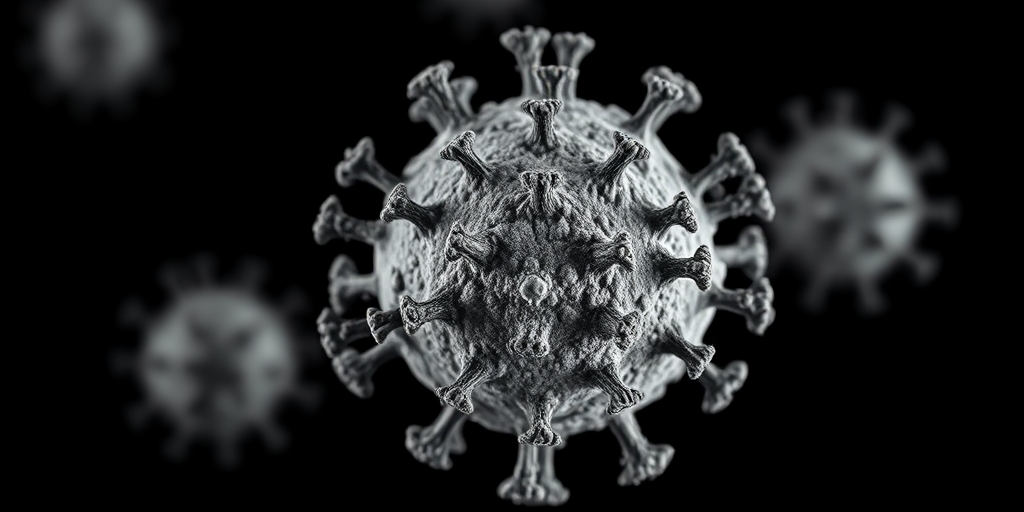 Create a highly detailed macro shot of a virus structure with a focus on intricate surface textures and spikes, using a Canon EOS R5 with a 100mm f/2.8 macro lens, aperture set to f/11, ISO 100, and a shutter speed of 1/200 sec on a black background for contrast.