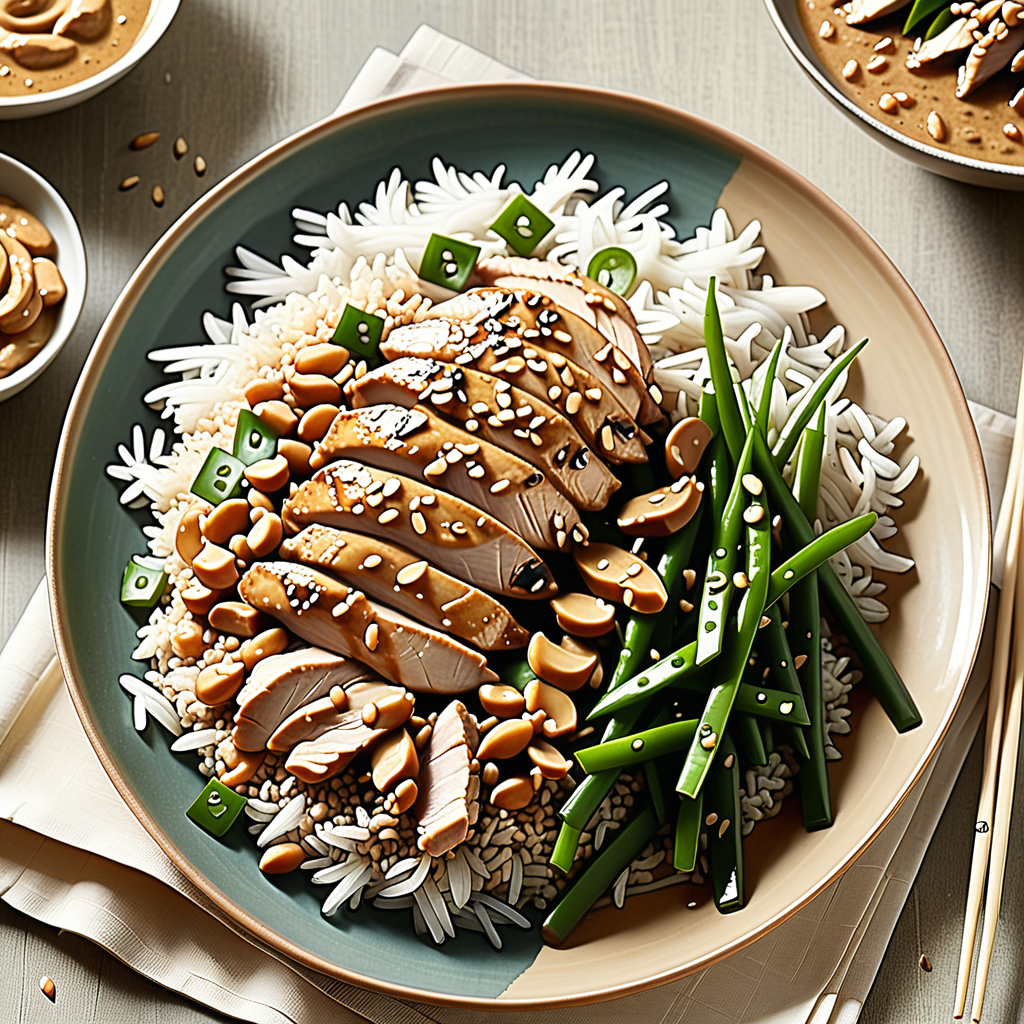 ginger chicken with sesame peanut sauce