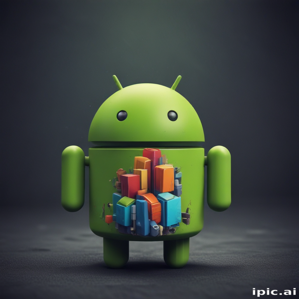 Colorful Cityscape Integrated into Iconic Android Robot Design Concept
