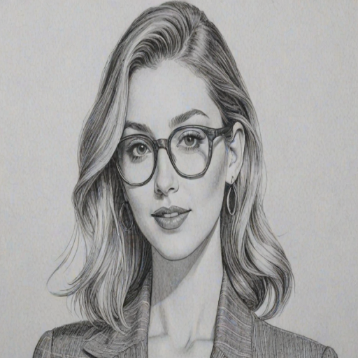 Wonderful Whitney Port, pencil sketch, portrait of Ravishing woman 1931s in glasses, hair style beatnik, outline, clear lines, fine lines, 8k