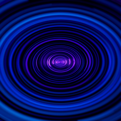 Generate a vibrant abstract image of concentric circular patterns blending blue and purple hues creating a hypnotic effect, using a DSLR camera with a 50mm lens, f/2.8 aperture, ISO 100, shot from a top-down view with a shallow depth of field.