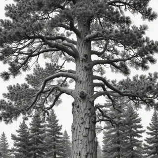 black and white pine tree clip art