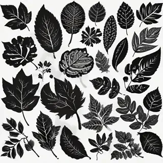 leaves clip art black and white