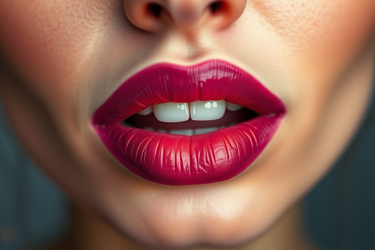 Dramatic ombre woman lips transitioning from dark plum to light pink, creating an eye-catching gradient effect