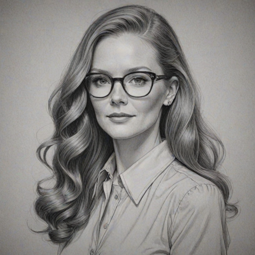 Ravishing Darby Stanchfield, pencil sketch, portrait of Stunning woman 1940s in glasses, hair style beatnik, outline, clear lines, fine lines, 8k