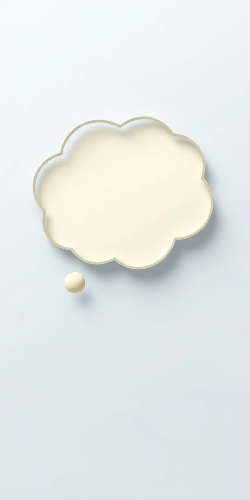 Create a high-resolution illustration of a thought bubble with a smooth edge, using a 50mm lens, f/2.8 aperture, ISO 100, shot from a medium angle with a soft light effect and a digital SLR camera.