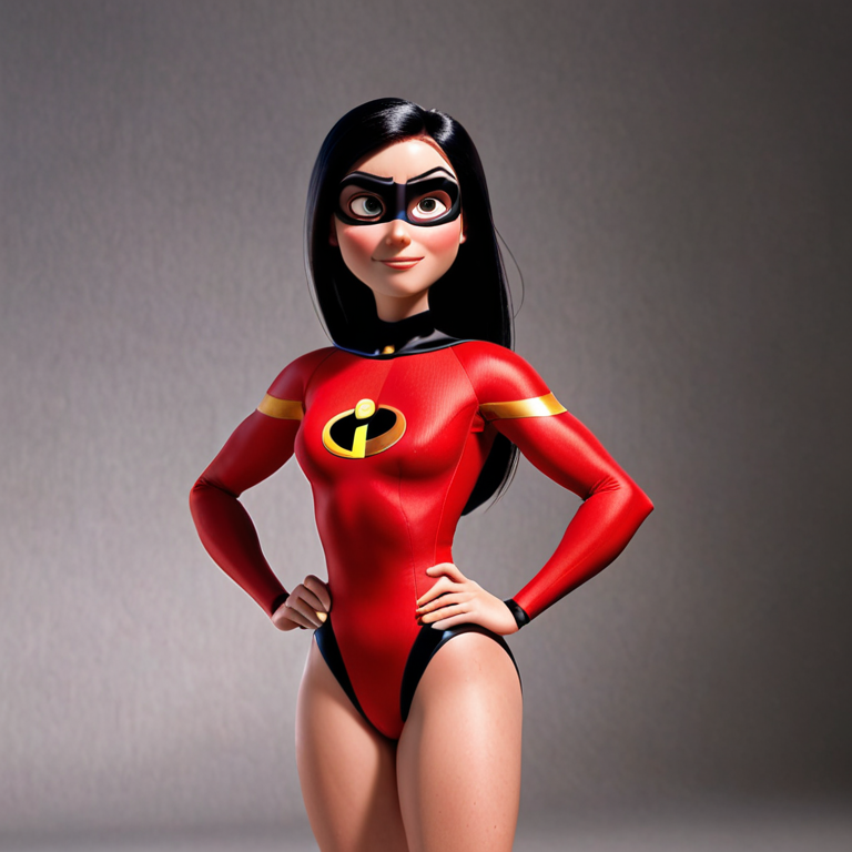 Violet Parr Pixar's computer-animated film The Incredibles, V cut bikini, full body visible, capture a candid moment, hyper-realistic, super detailed, natural light, sharp, detailed face, highly detailed