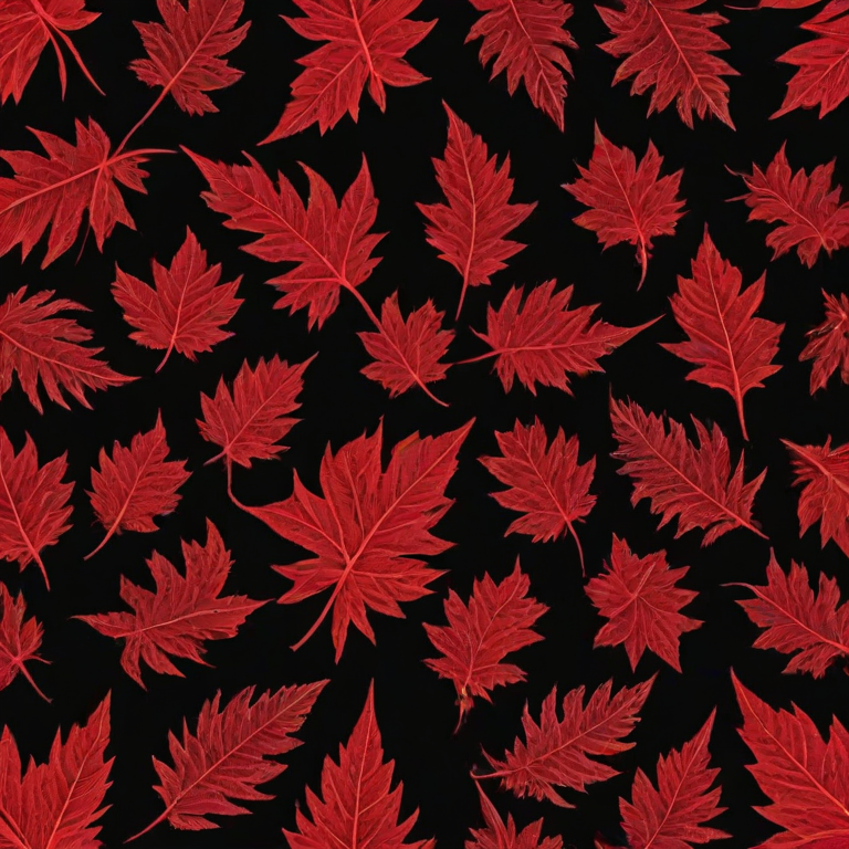 create a symmetrical design featuring red leaf-like shapes arranged around a central blank space on a solid black background