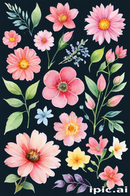 clipart watercolor flowers
