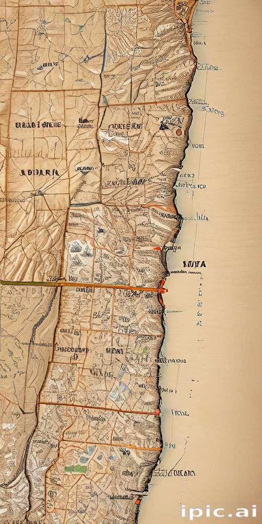 Detailed Topographical Map Highlighting Coastal Areas and Geographic ...