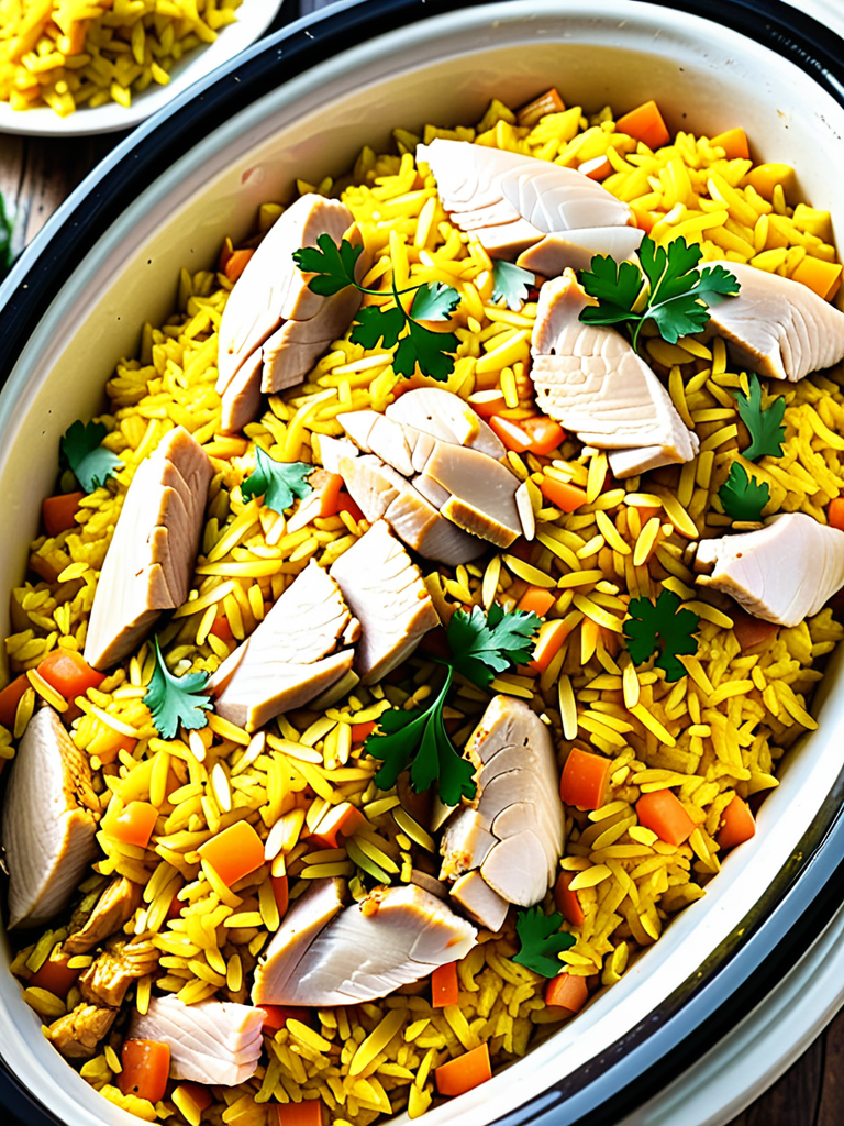 chicken & yellow rice in crock pot