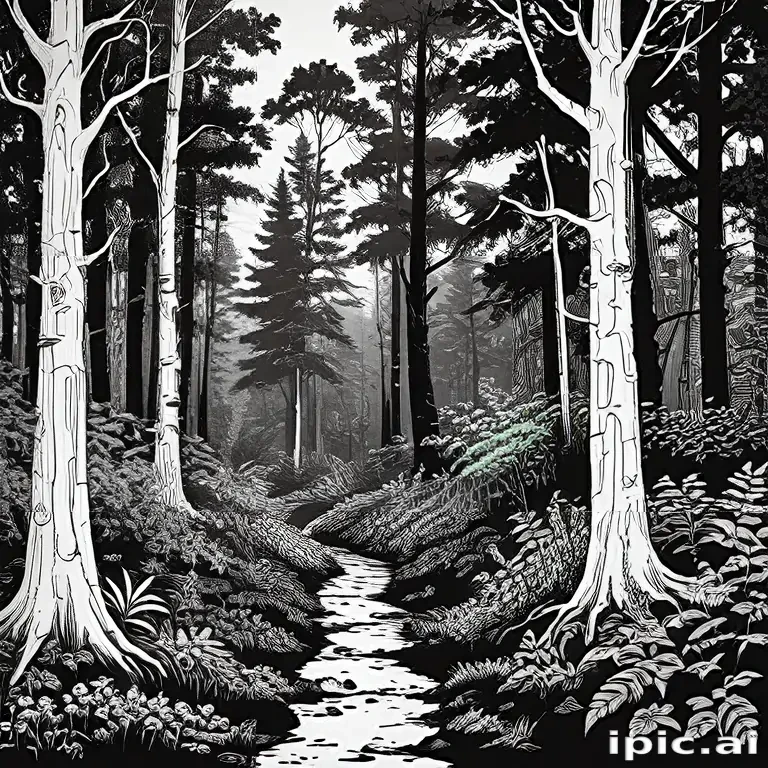 forest clipart black and white