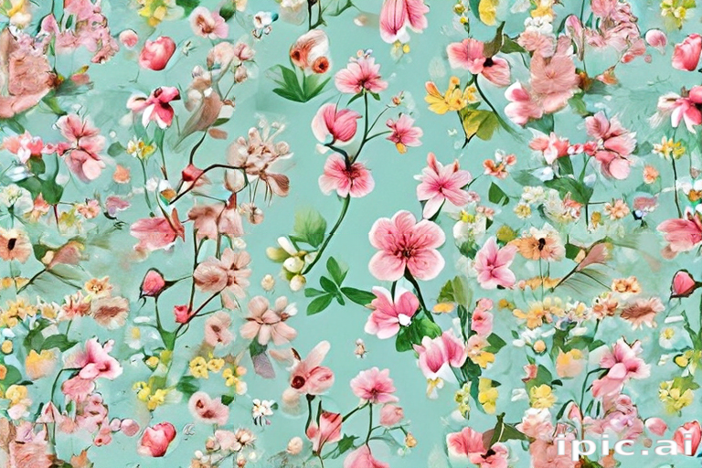 A Vibrant Floral Pattern Featuring Various Colorful Flowers on a Soft ...
