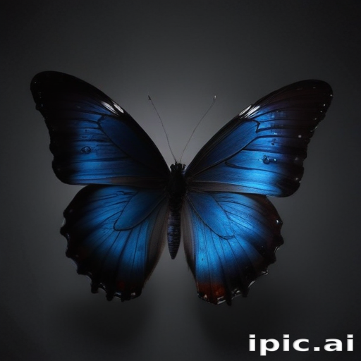 Stunning Blue Butterfly Displaying Its Majestic Wings in Dark Background