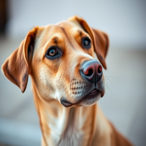 A close-up portrait of a dog, focusing on the side profile with soft natural lighting, taken with a DSLR camera at f/2.8 aperture, ISO 100, shutter speed 1/200s, using a 50mm lens to enhance depth of field and clarity.