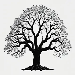oak tree clipart black and white
