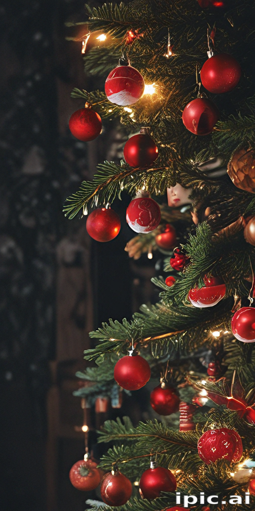 Beautifully Decorated Christmas Tree Adorned with Red Ornaments and Lights