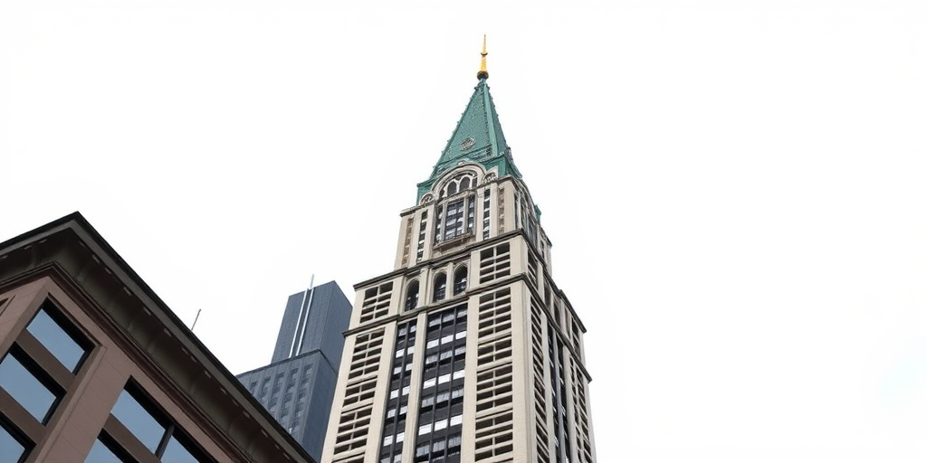 Create a highly detailed digital illustration of the Chrysler Building in a vertical view, with a focus on its architectural features, using a 50mm lens, f/8 aperture, ISO 100, and a clean white background for contrast.