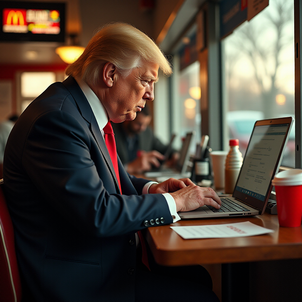 donald trump working at mcdonalds drive thru