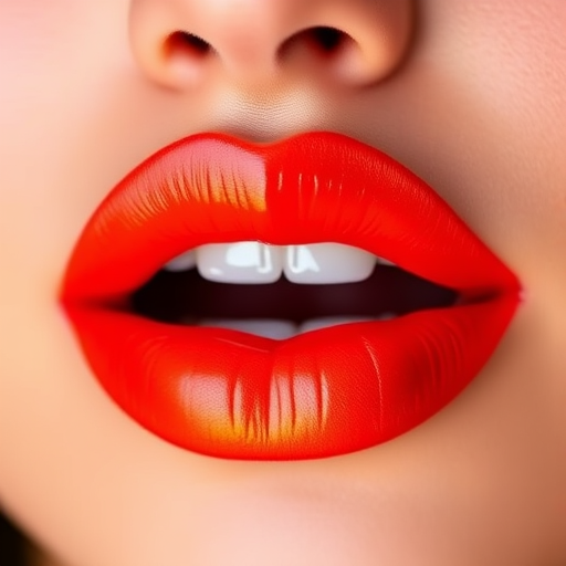 Vibrant "Sunset Serenade" lip color features a gradient from deep orange to fiery red, creating a mesmerizing ombre effect that captivates with its warm, sun-kissed glow and glossy finish