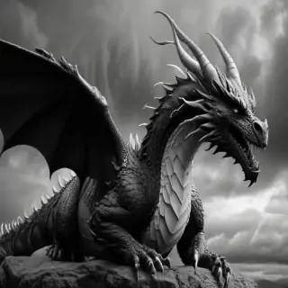 dragon black and white