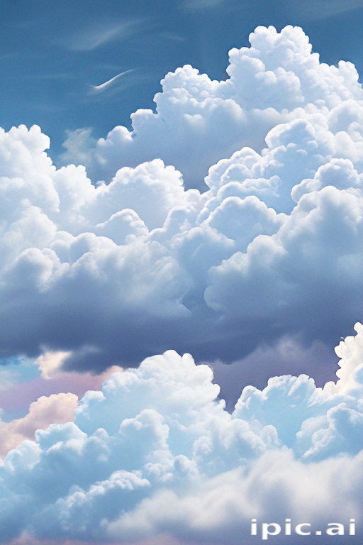 Fluffy White Clouds Gently Floating in a Bright Blue Sky Above.
