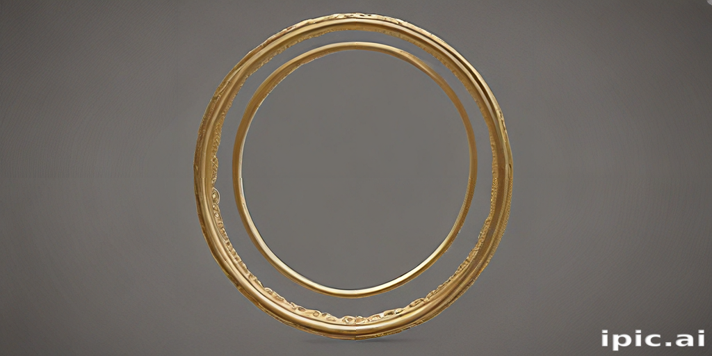 Elegant Golden Circular Frames Displayed Against a Smooth Gray Background.