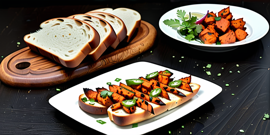 bread served with chicken tikka