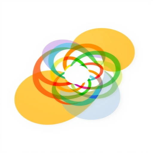 Generate a vibrant graphic of interlocking colorful circles forming a spiral pattern with a white background, using high-definition settings, a Canon EOS R5 camera, 50mm lens, aperture f/2.8, ISO 100, and a focus on sharpness and color saturation.