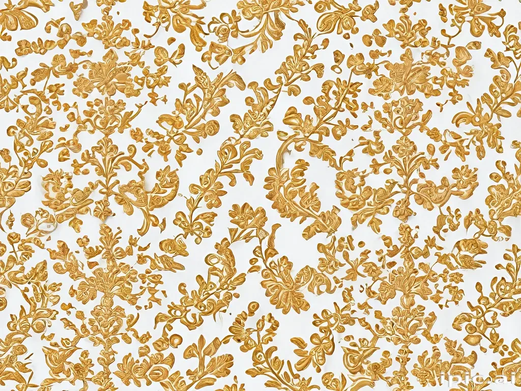 Elegant Floral Design with Intricate Gold Patterns on a White Background