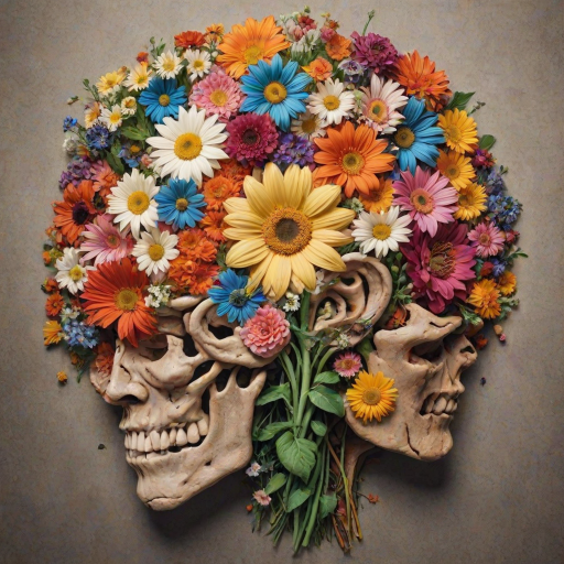 half brain half flowers