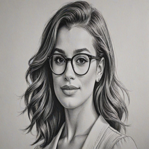 Graceful Lea Michele, pencil sketch, portrait of Superb woman 1921s in glasses, hair style beatnik, outline, clear lines, fine lines, 8k