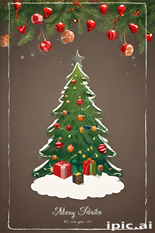 Festive Christmas Tree Adorned with Ornaments and Colorful Gifts Below