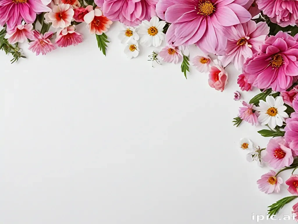 white background with flowers