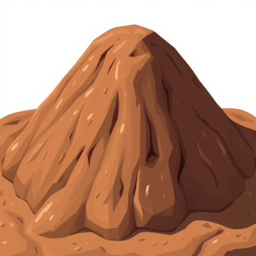 Create a highly detailed illustration of a brown organic mound with a smooth, textured surface using a DSLR camera with a 50mm lens, aperture f/1.8, ISO 100, in natural lighting to enhance the depth and richness of the colors.